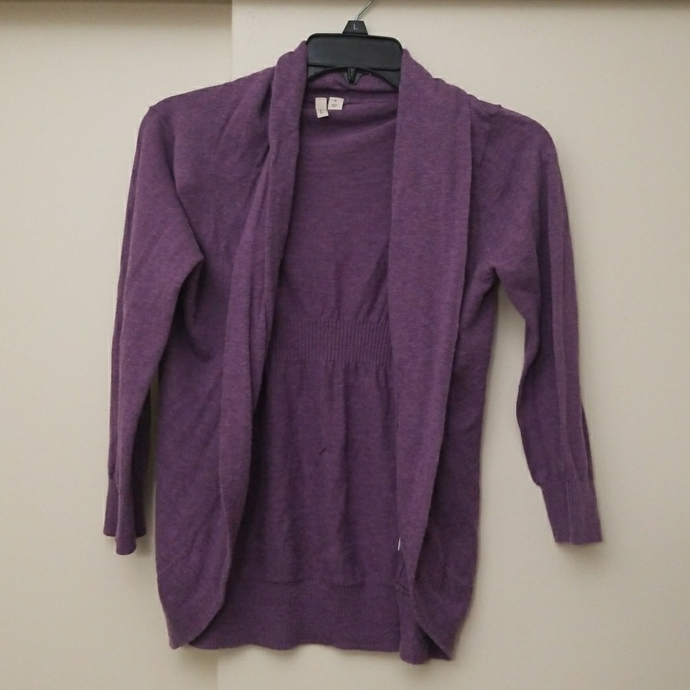 Purple Fitted 3/4 Sleeved Cardigan